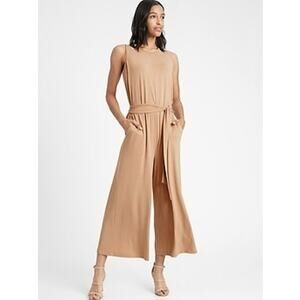 Banana Republic Jumpsuit Womens‎ XXL Sandwash Cropped Wide Leg Neutral Classic